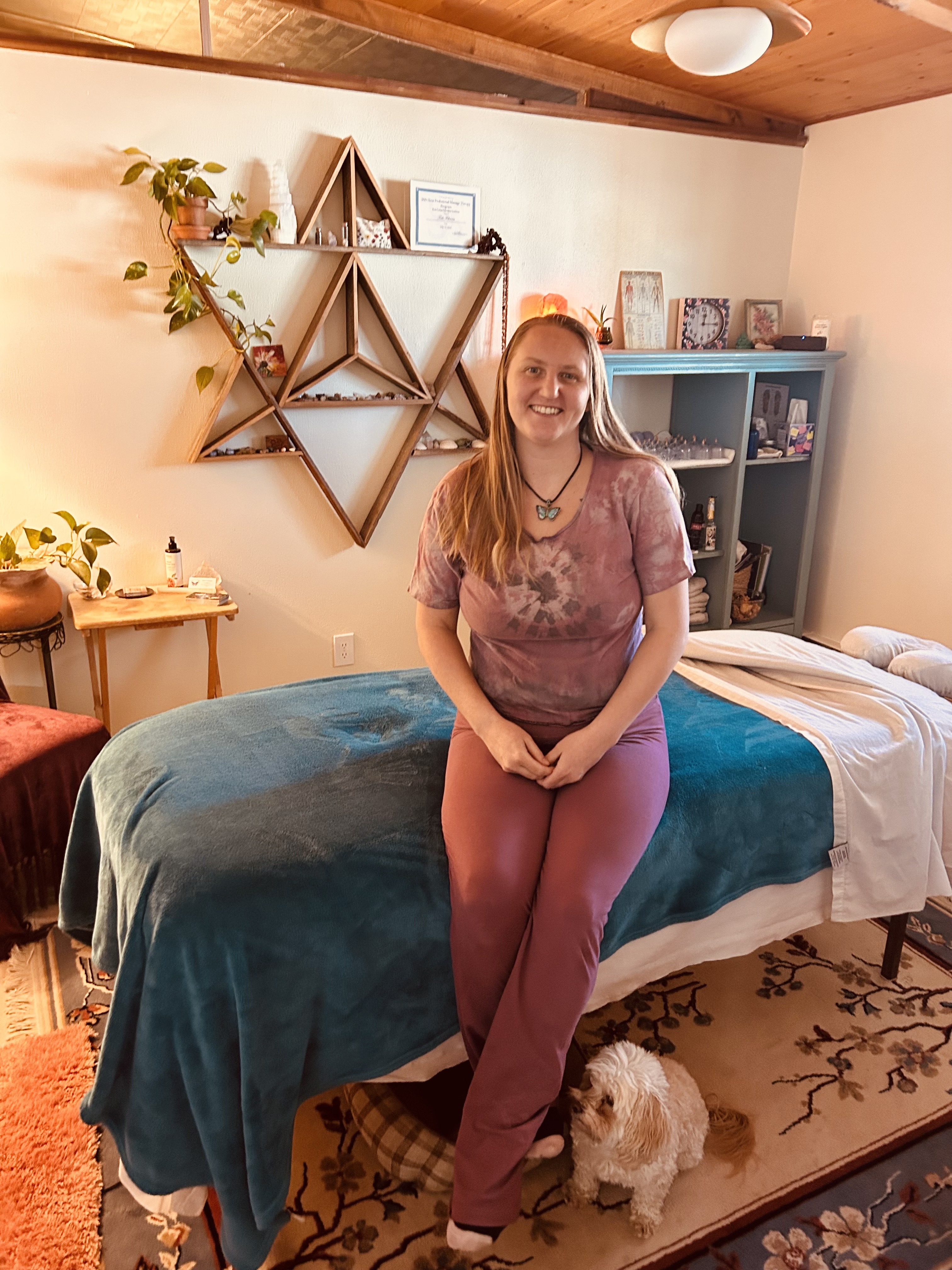Teale in her massage therapy studio